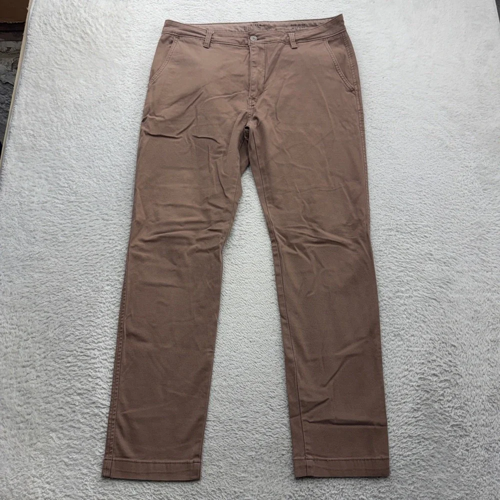 Levis XX Chino Slim Taper Mens 34x32 Brown Stretch Cotton Pants 4-Pocket Casual